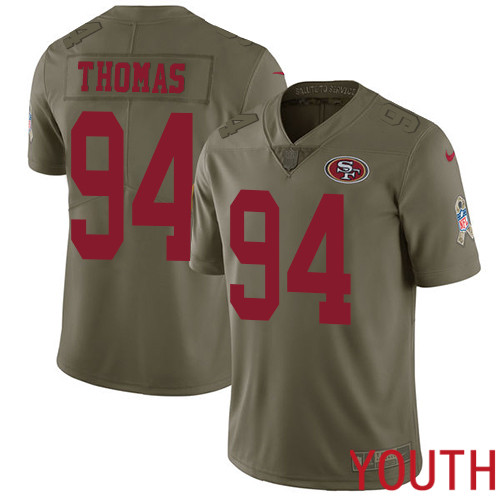 San Francisco 49ers Limited Olive Youth Solomon Thomas NFL Jersey #94 2017 Salute to->youth nfl jersey->Youth Jersey